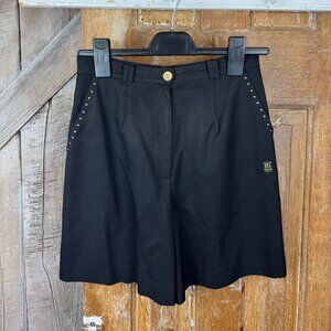 White Stone Black High Waisted Shorts